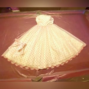Vintage Sheer Red Polka Dot Dress